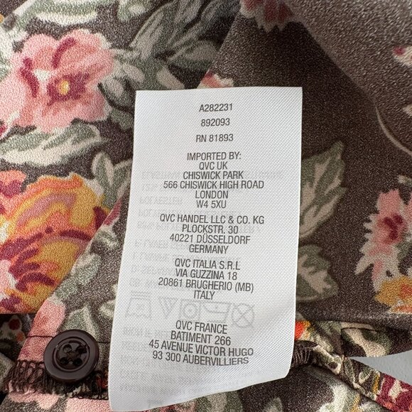 Denim & Co Button Front Top Size 1X Brown Multi Floral Print Long Sleeve A282231 - Picture 6 of 10